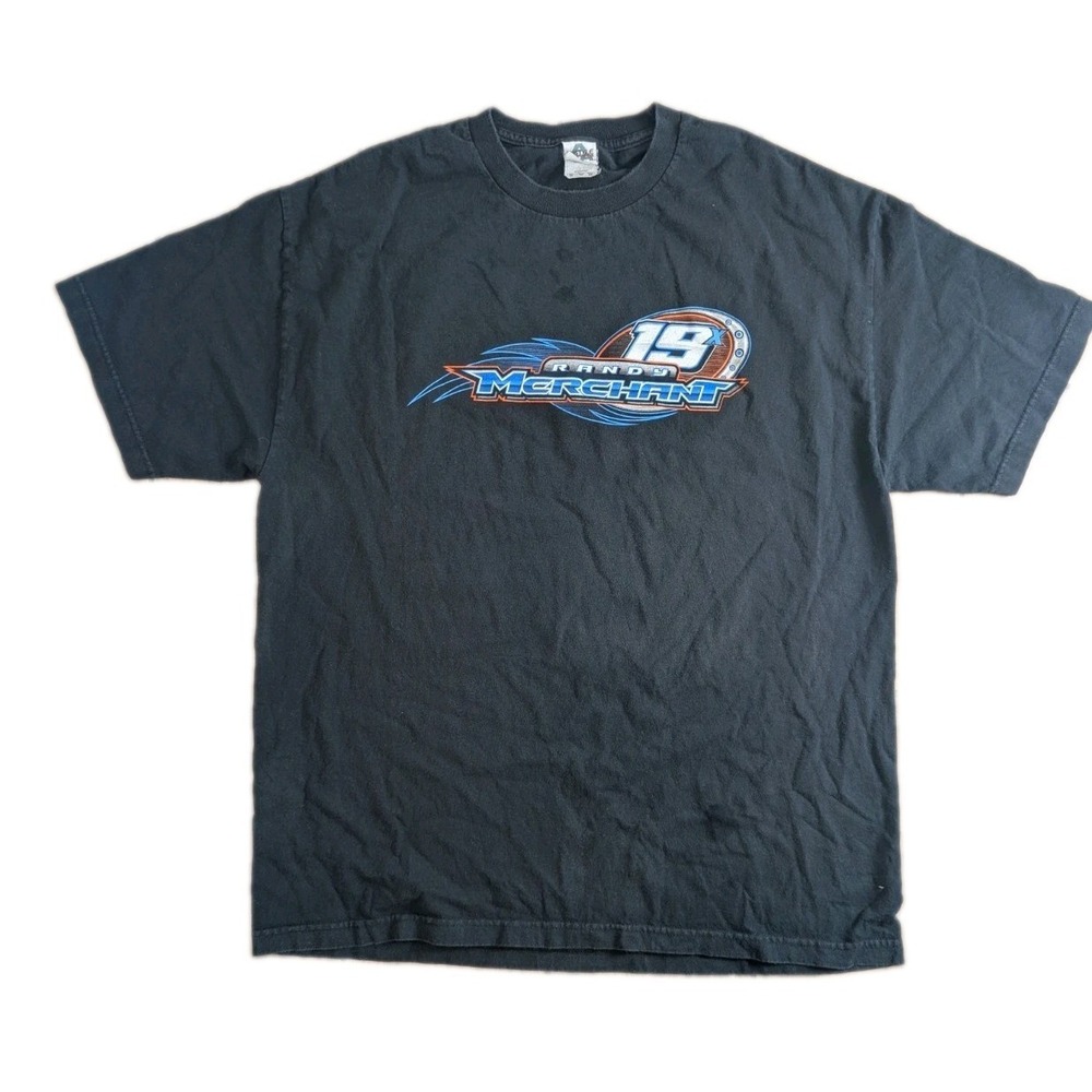 Y2K Randy Merchant #19 Racing T Shirt XL Black Double Sided Dirt Track Racing